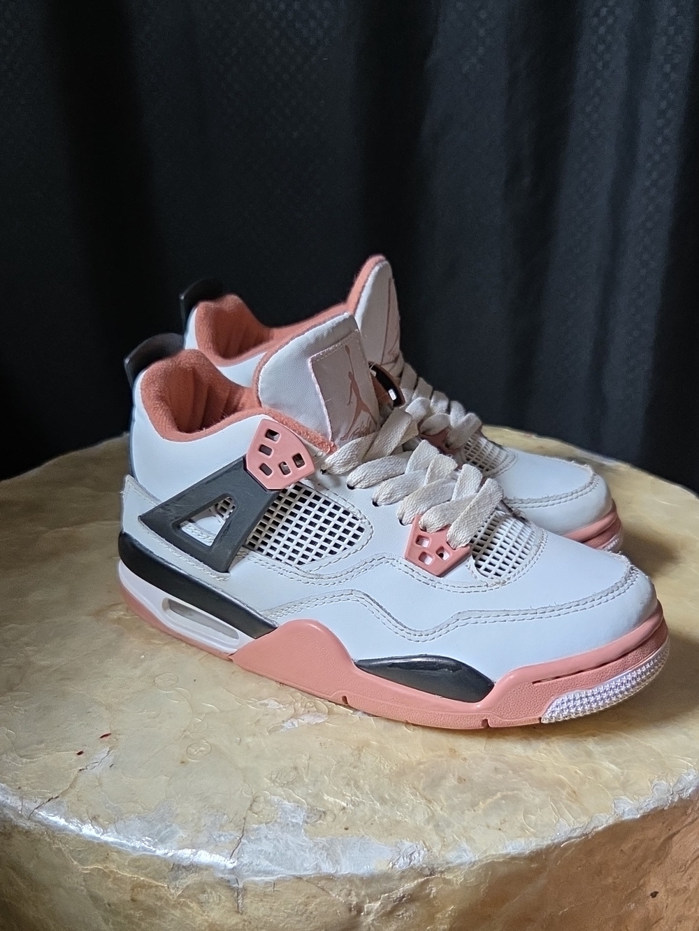 Jordan Kids White & Pink Retro 4 Low-Top Sneakers